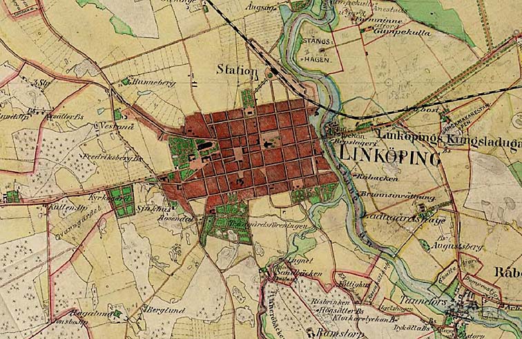 Karta över Linköpingsstad 1868-1870